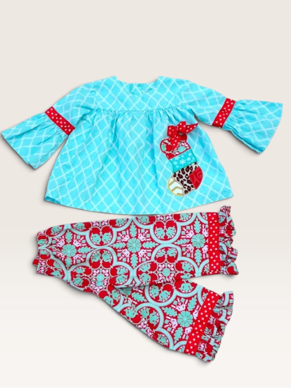 Honesty Christmas Stocking Tunic & Ruffles Set